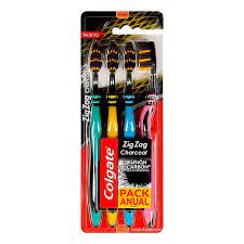 CEPILLO DENTAL COLGATE ZIGZAG CHARCOAL 4 PIEZAS
